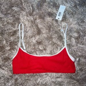 NWT Frankie’s Bikinis Red bikini top